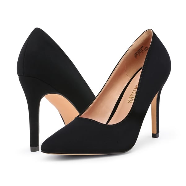 Stiletto Pointed Toe Pumps - BLACK NUBUCK - 3